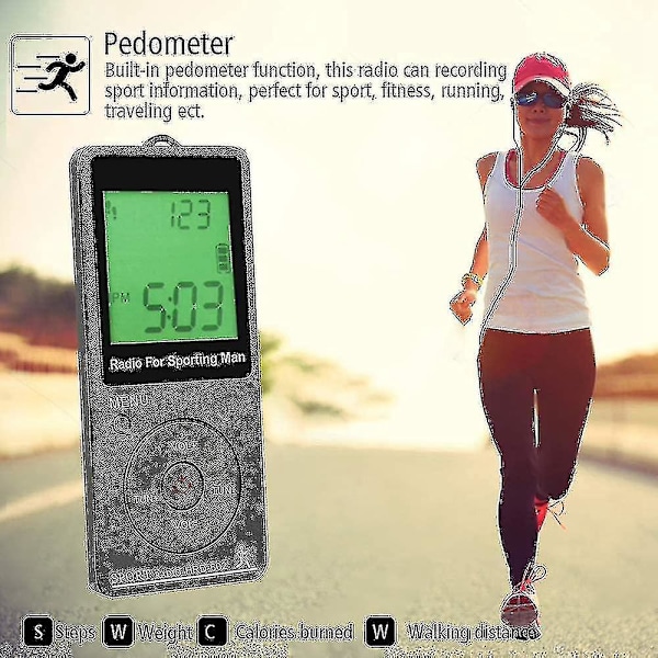 Personlig Radio, Portabel AM/FM-radio med Hörlurar, Walkman Radio med Uppladdningsbart Batteri, Digital