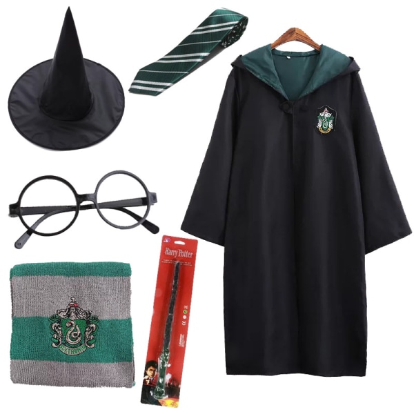 Harry Potter 6ps Sæt Magic Wizard Fancy Dress Cape Cloak 125 Slytherin Slytherin 125