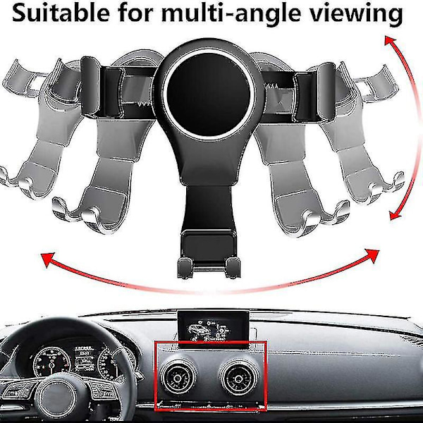 For- A3 8v S3 2014-2019 Mobiltelefonholder Mobilbrakett Bilmonteringstilbehør Svart (Lavpris Salg)-YUHAO