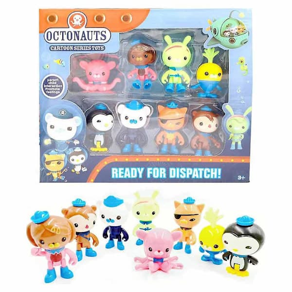 8-Pack Octonauts Actionfigurer Docklebarnacles Peso Kwazii Crew Set