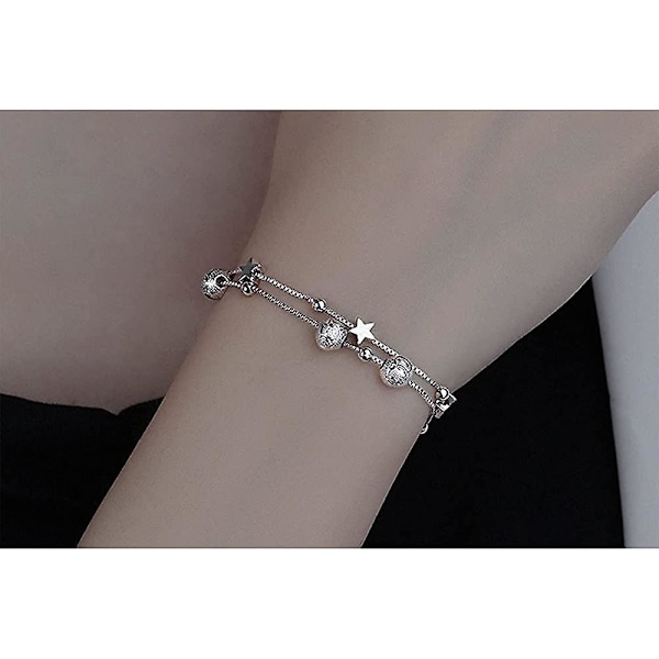 Heytea 925 Sterling Sølv Armbånd til Kvinder Teenagere, Love Heart Charm Kæde Armbånd Bangle Mode Smykker Gaver - -