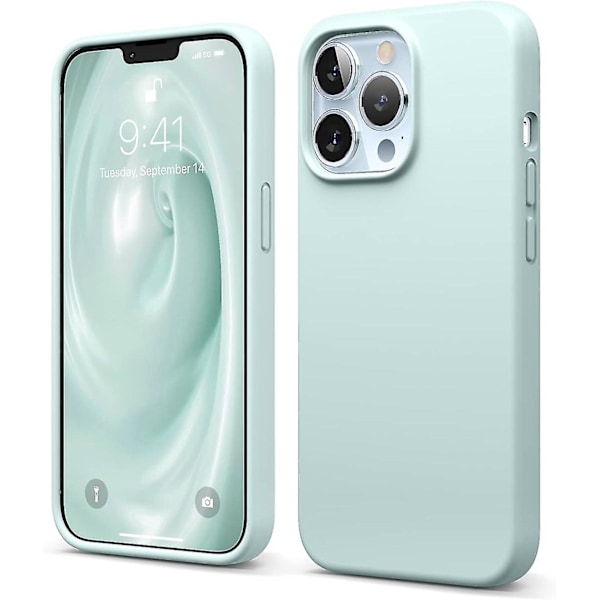 Flytende Silikon Deksel Kompatibelt med iPhone 13 Pro (6.1\"), Premium Silikon Full Kroppsbeskyttelse Støtsikkert 3-Lags Telefondeksel (Mint)