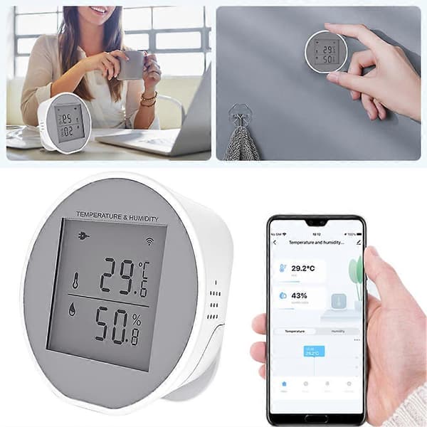 WiFi Termometrar Hygrometer Sensor Röststyrning Inomhus Hygrometer Termometrar för Hem Sovrum Kontor