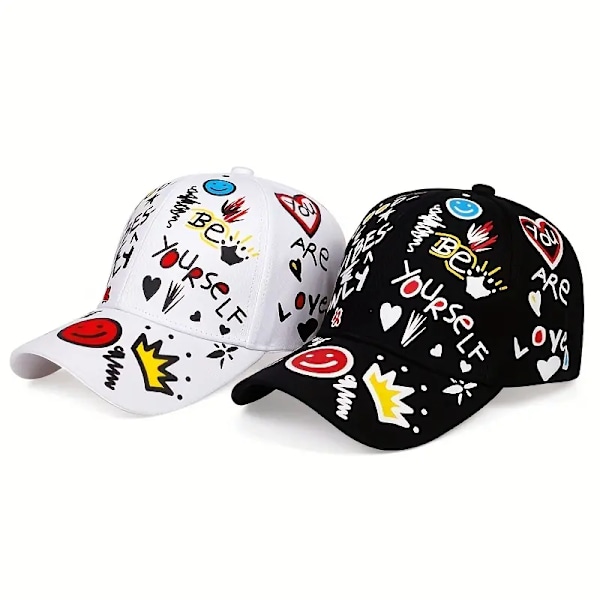 Trendy baseballkasket med graffitiprint til mænd og kvinder - solbeskyttelse og stil i ét