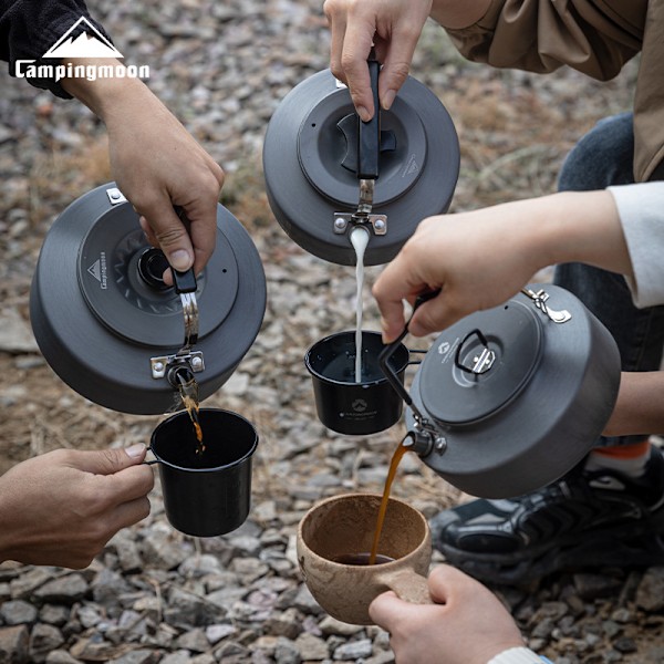 Kaffekanna i aluminiumlegering 0,8L Stor Kapacitet Bärbar Camping Tekanna Utomhus Vattenkokare