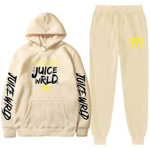 Ny Juice World Hoodie Träningsoverall Sweatshirt + Joggingbyxor Juice Wrld Juice Wrld Juice Wrld Trap Rap Regnbåge Tomografi Juice Wrld Khaki 1 XL