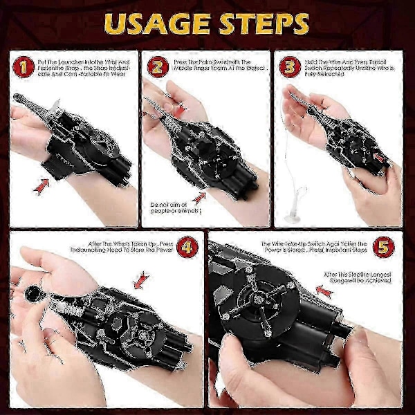 Web Shooters, Spider Silk Launcher til Børn - USB Opladning, Reb Launcher Superhelte Launcher Handsker Håndled Legetøj Cosplay Launcher Armbeskyttere Tilbehør (BP Blue