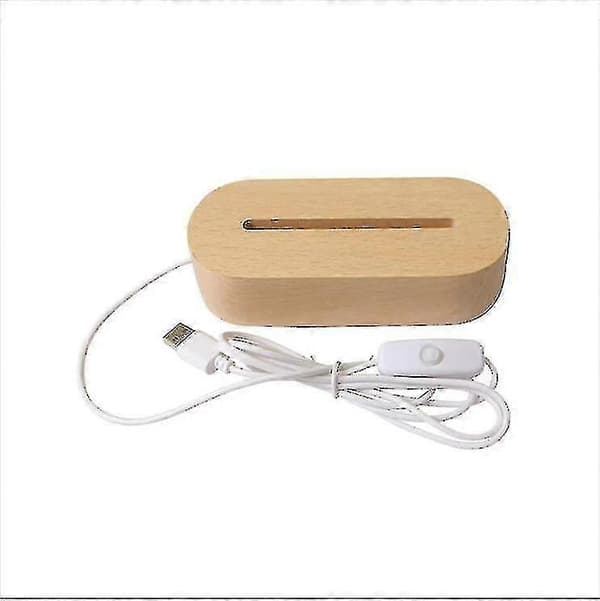 Hmwy-oval Trebase Lys Akryl 3d Led Nattlampe