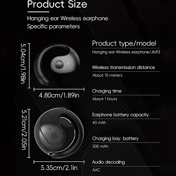 Ny JM13 trådløst Bluetooth-headset liten kokosnøttball hengende øre stil Bluetooth 5.4 Berlin-lyd super lang standby