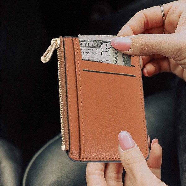 Liten plånbok för män och kvinnor, ultratunn läderväska, kortfodral case , mynt- och växelplånbok med nyckelring style