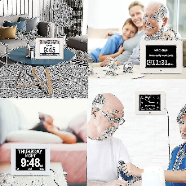 Demensklokke Alzheimers Klokke & Stor Digital Kalenderklokke For Eldre, klokke Med Dag Og Dato F -bp-dwdz