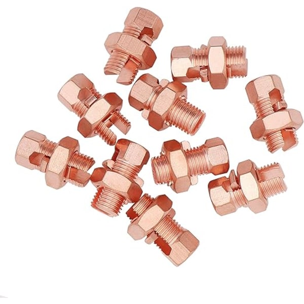 10 stk. Massiv Kobber Split Bolt Konnektor, Jordledningsklemme - 6AWG