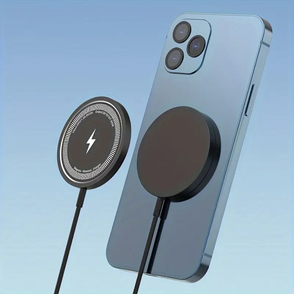 Magnetisk trådløs lader: 15W Maksimal effekt, Støtter iPhone 15/14/13/12/SE3 Serien (1 Pakke › Ingen Adapter)