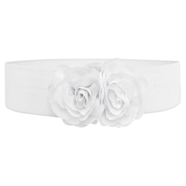 Elastisk midjebelte, bredt belte for kvinner for bluse, genser, maxi-skjorter White
