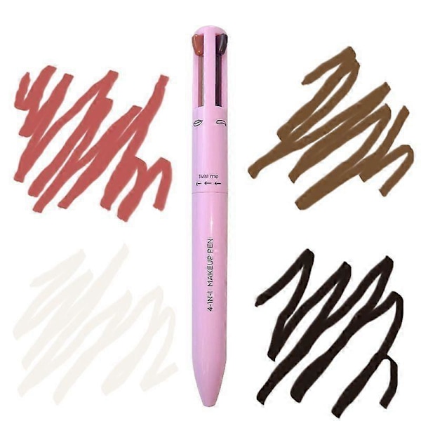 Zihaisheng 4 I 1 Makeup Pen 4 Farver Bærbar Øjenbryn Eyeliner Læbeblyant Highlighter Øjenmakeup Skønhedspen
