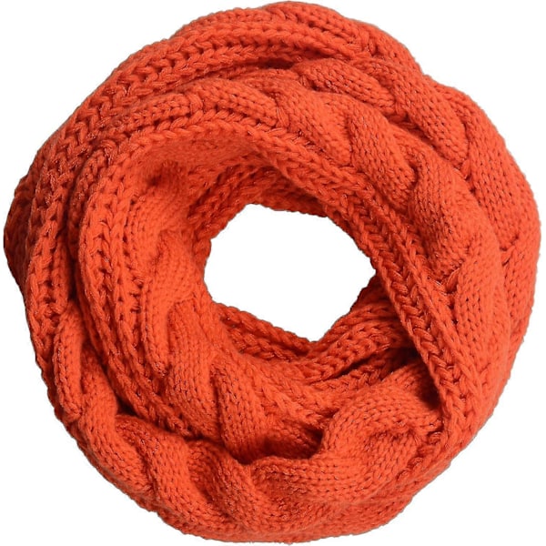 Dame Tyk Ribstrikket Vinter Infinity Circle Loop Halstørklæde Premium Twist Orange