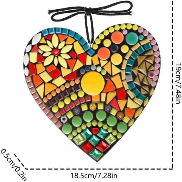 Stor Mosaik Trädgård Hjärta Skulptur Dekor Dekorationer, Harts Färgglada Kärlek Trädgårdsdekorationer, for Inomhus Utomhus Hem Säng