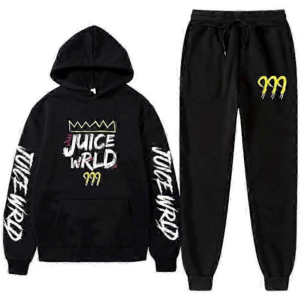 Ny Juice World Hoodie Träningsoverall Sweatshirt + Joggingbyxor Juice Wrld Juice Wrld Juice Wrld Trap Rap Regnbåge Tomografi Juice Wrld black M