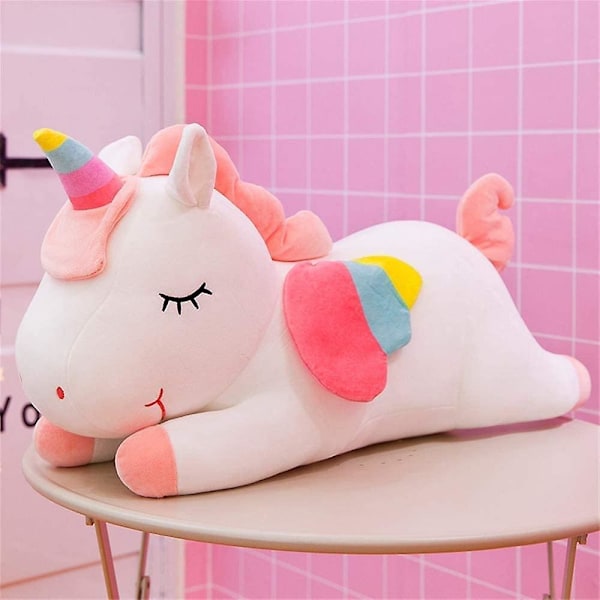 Unicorn Kosedyr Søte Myke Unicorn Plysj Kosepute Med Regnbuevinger Kawaii Leke For Barn Jenter Hvit, 30cm/11.8inch)