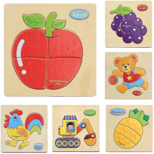 3D Pussel Trä 3D Pussel Jigsaw Barn Tecknad Djur