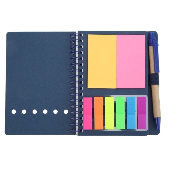 Bedriftskontor enkel notatbok i okseskinn, studentnotatbok blå