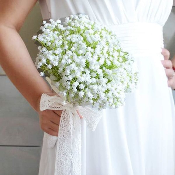 10 stk Baby's Breath kunstig falske blomsterbukett Gypsophila Bulk Blomst i hvitt til bryllupskrone Hjemmefest Hagedekorasjon Hvit White