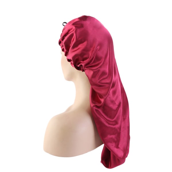 Extra Large Satin Silky Bonnet Sleep Cap Lång Satin Bonnet Cap A12