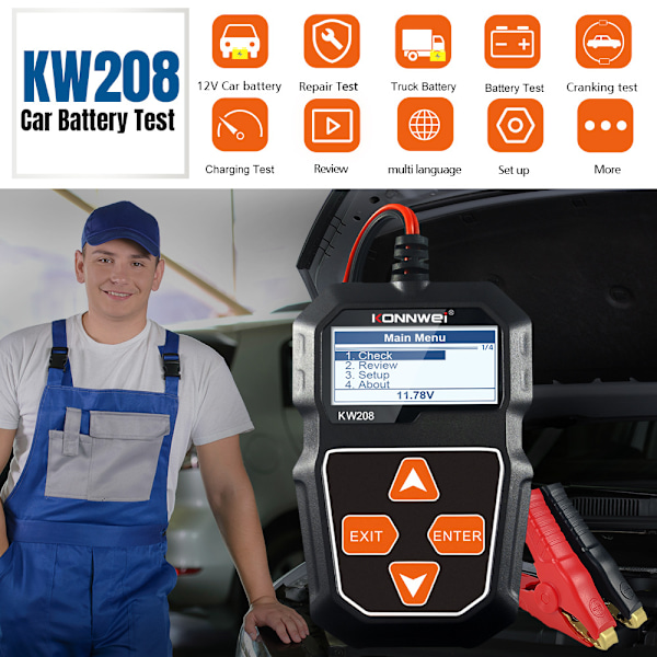 KONNWEI KW208 Bilbatteri Resistans Testare