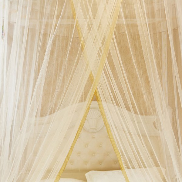 Luxury Princess Pastoral pitsisänky pyöreä rengas teltta hyttysverkko (beige) 120*270*110cm (satunnainen reunaväri)