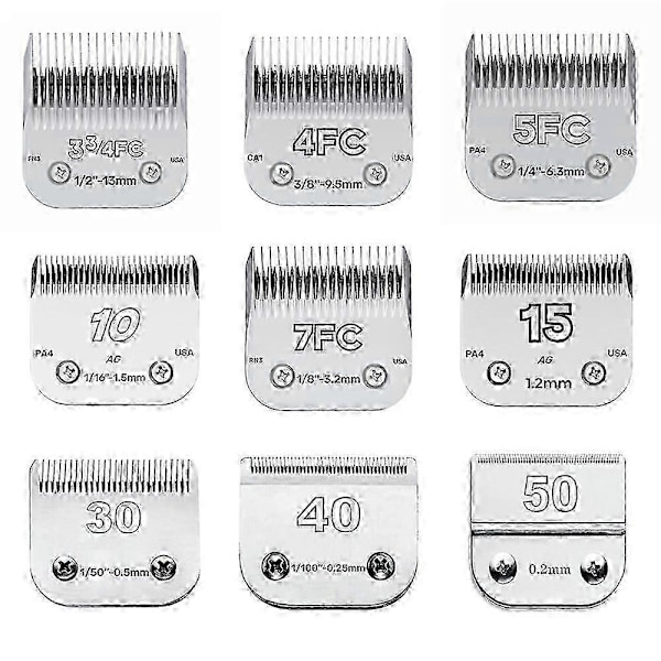 3f 4f 5f 7f 9 10 30 40 50 Ammattimainen lemmikkieläinten trimmeri terä A5 Terä sopii useimpiin Andis Oster -trimmeriin Lemmikkieläinten trimmeri Keraaminen terä 3FC-13mm