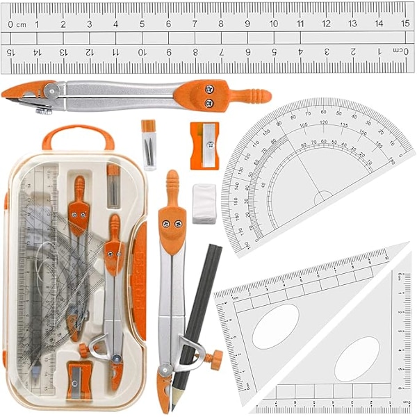 Geometrian harppi matematiikkaan, sopii opiskelijoille, mukana kulmaviivain ja kannettava laukku