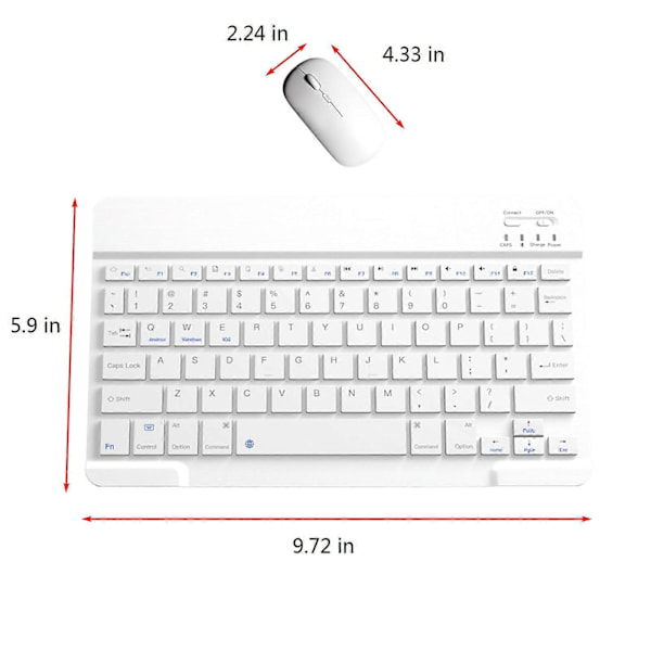 Bluetooth Tastatur & Mus Bærbar BT Trådløs Tastatur & Mus For Android PC Nettbrett WH
