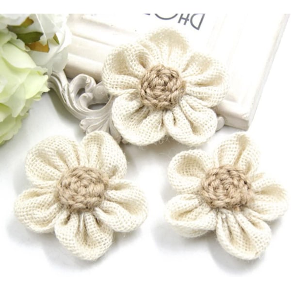 10 Stk Jute Blonde Blomst Hessian Jute Jute Jute Rose Blomster