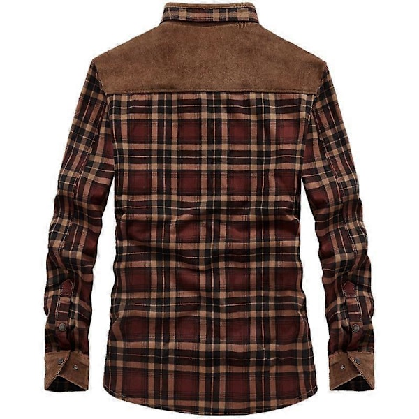 Herre Wanderer Jakke, Overland Flannel Jakke, Langærmet Varm Fleece Skjorte Herre Plaid Skjorte Fest Fritid