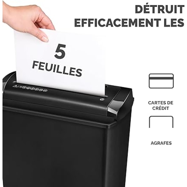 P-25S Dokumentmakulator for hjemmebruk - Rett kutt - 5 arks kapasitet - 11L resirkuleringsbeholder - Powershred® P-25S - Sikkerhetsklasse P1 - Svart