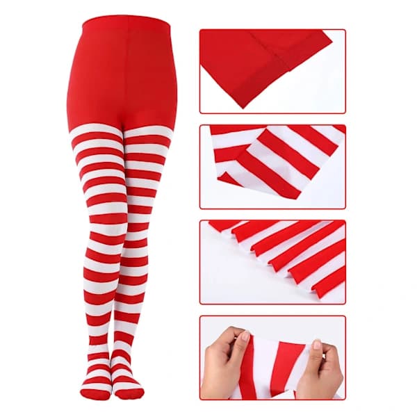 3 par julestribede strømper, over-knee strømper, perfekte til jule- og Halloween-kostumer og tilbehør.