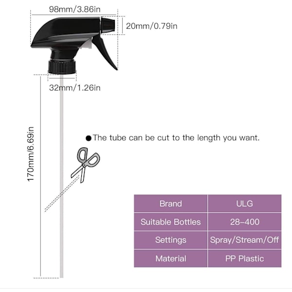 Mist Spray & Stream Sprayer 4-pakke erstatningsutløserspraytopper Passer til standard Boston-runde med 28-400 halsflasker