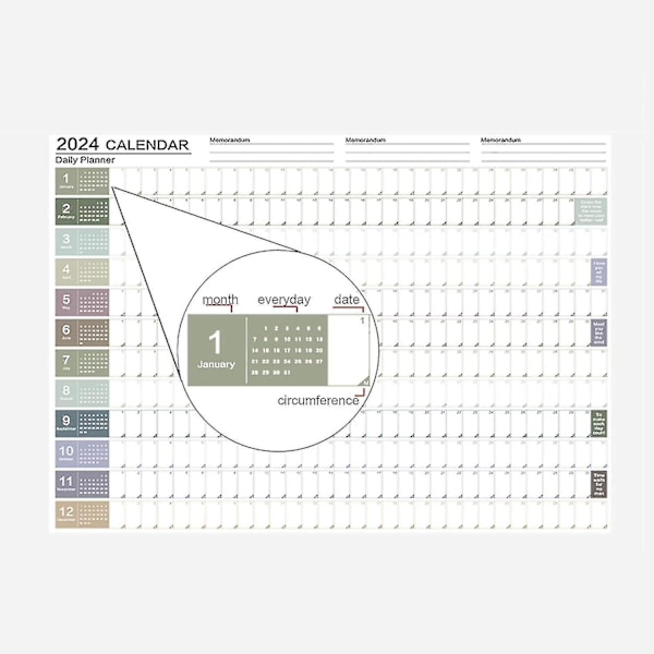 Stor Väggkalender 2024 Jan Till Dec 2024 Planerare Väggplanerare 12 Månadskalender 74x51 cm Årlig Planerare 2024 Kalendrar För Organisering & Planering