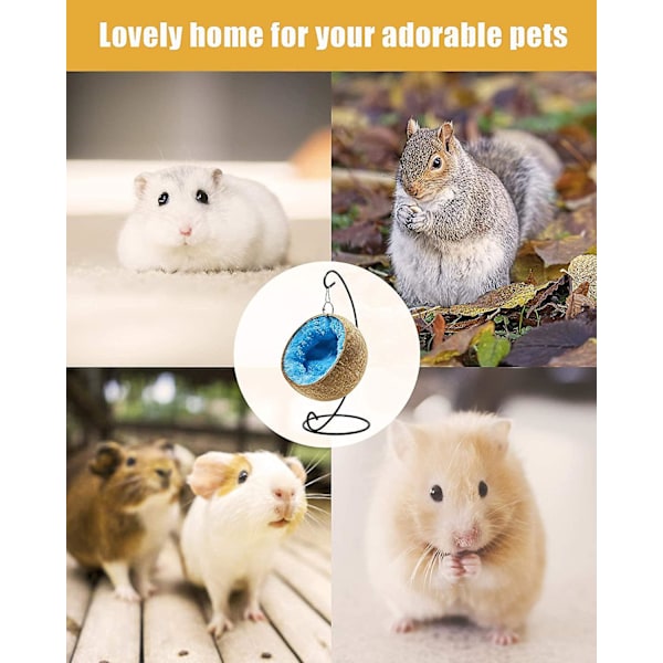 Marsvine Seng, Hamster Skjulested, Marsvine Tilbehør, Marsvine Legetøj, Stort Kokosnøddeskal Hamster Seng Hus med Varm Pude Skjulested til Kanin Gu