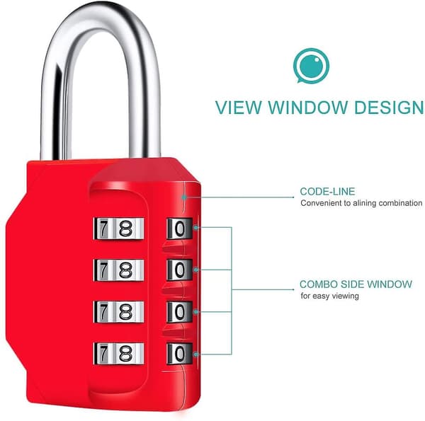 4-digit combination lock for cabinets - red 2 pcs
