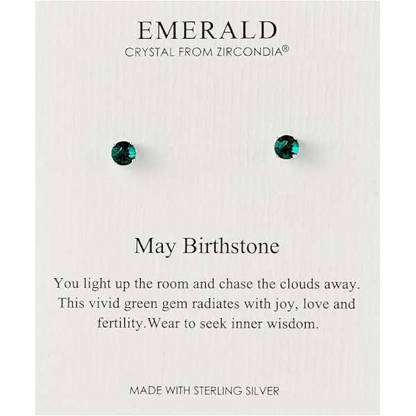 Maj (smaragd) födelsestensörhängen i sterlingsilver och Zirconia®-kristall