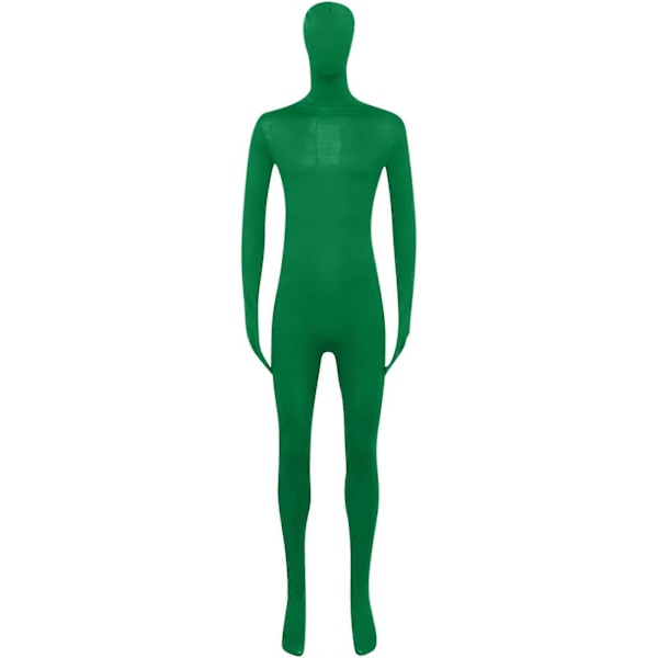 Zentai-drakt for menn og kvinner, tettsittende jumpsuit, ensfarget dansekostyme, sceneopptredenskostyme Green M