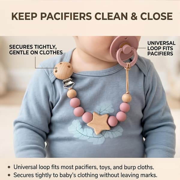 To stjerneformede sutteclips, roseformede sutteclips til babypiger.