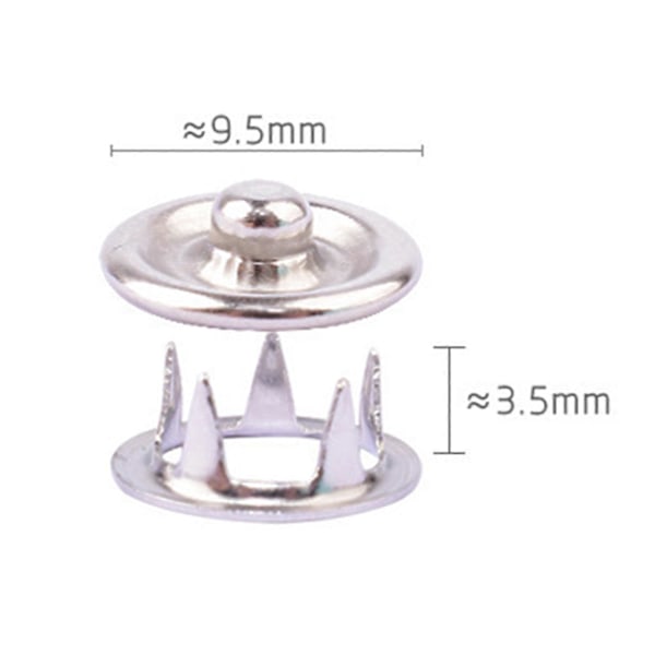 Metall Tryckknappar med Fästtång Verktygssats Ergonomisk Design Lätt att Använda Sömnadsfria Tygknappar Klädknappar 150pcs