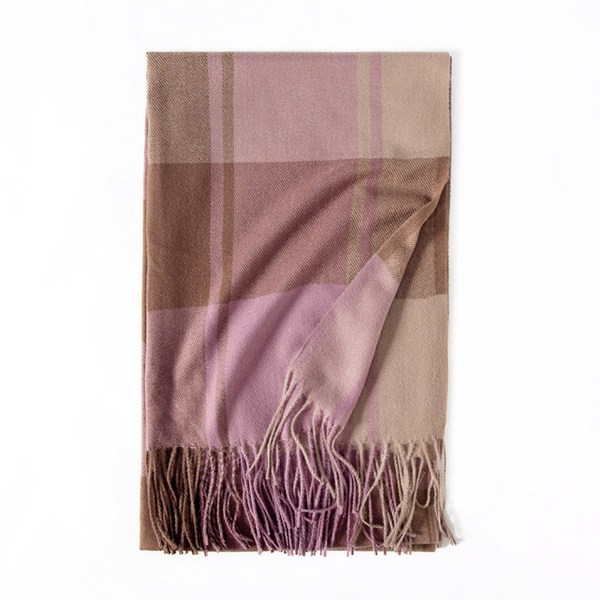 Kvinders vintertørklæde ternet overdimensioneret vintertørklæde i britisk stil plaidmønster Purple Pink
