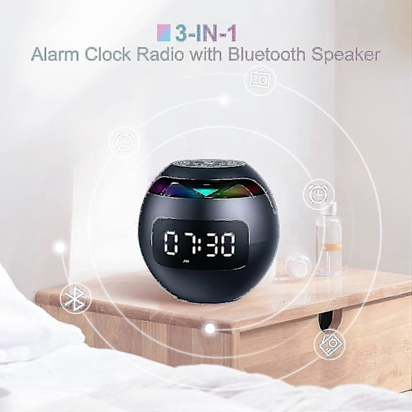 Väckarklocka för sovrum, digital väckarklocka med Bluetooth-högtalare, dubbla alarm, LED-lampa, 12/24h USB-laddningsport, klocka för tunga sovare
