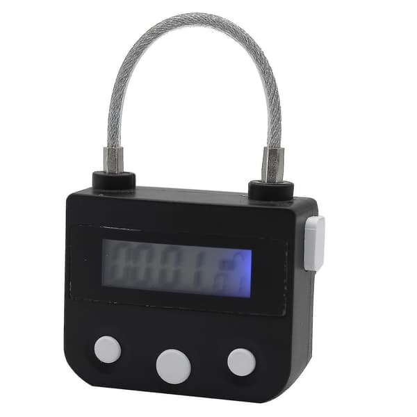 Metal Timer Lås USB LCD Display Metal Elektronisk Genopladelig Timer Multifunktions Hængelås Sort-dwdz