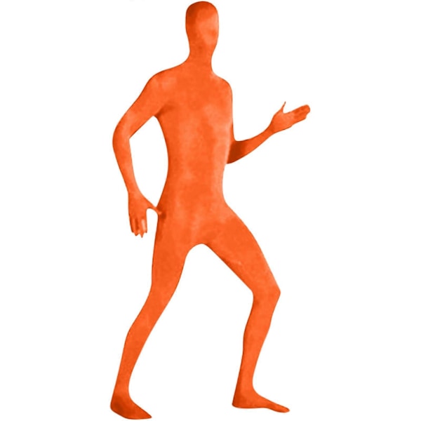 Zentai-drakt for menn og kvinner, tettsittende jumpsuit, ensfarget dansekostyme, sceneopptredenskostyme Orange M