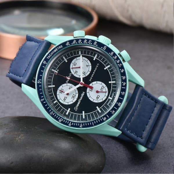 Planet Six Hånd Quartz Ur Chronograph Lysende Display Vandafvisende Måne Merkur Design Uranus