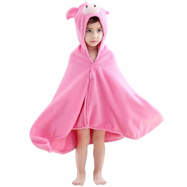 Baby Hooded Animal Bath Towels Ultra Soft Large Swimming Beach Bathrobe, Perfect Shower Gifts for Toddlers 0-5Y - Pink Pink